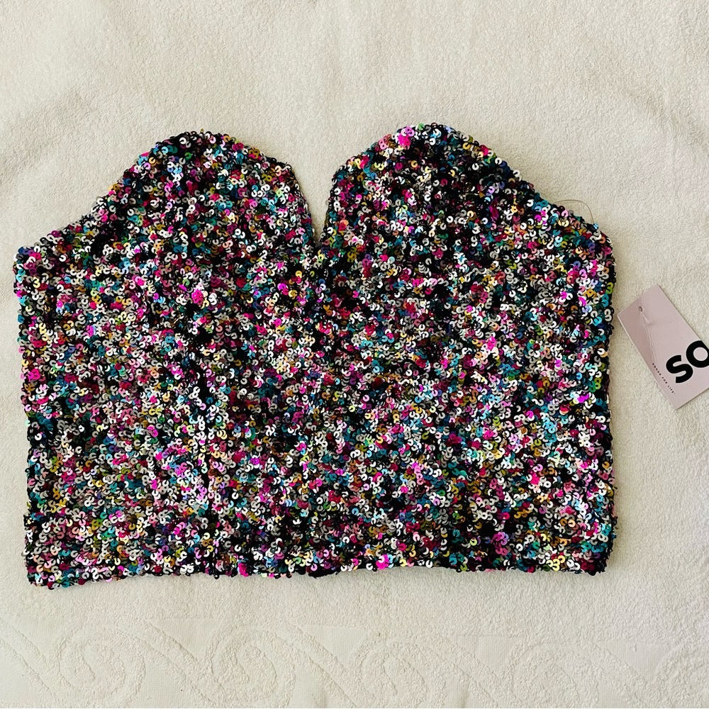 NWT SO Sequin Corset Top
